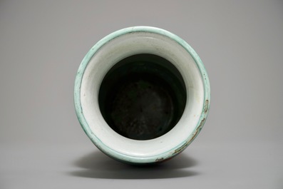 A European-decorated Chinese rouleau vase, Transitional period